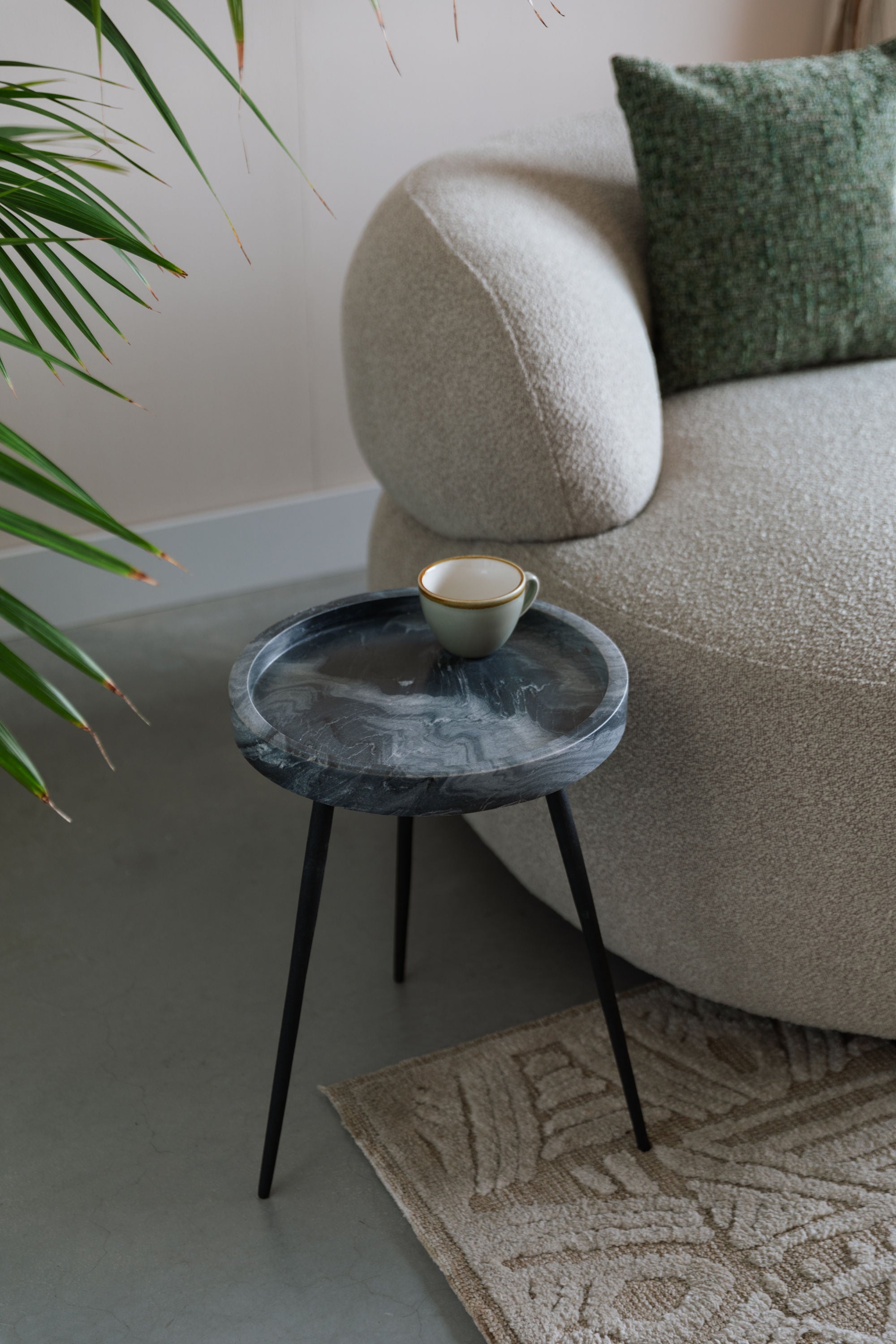 Karrara Grey Marble Round Side Table